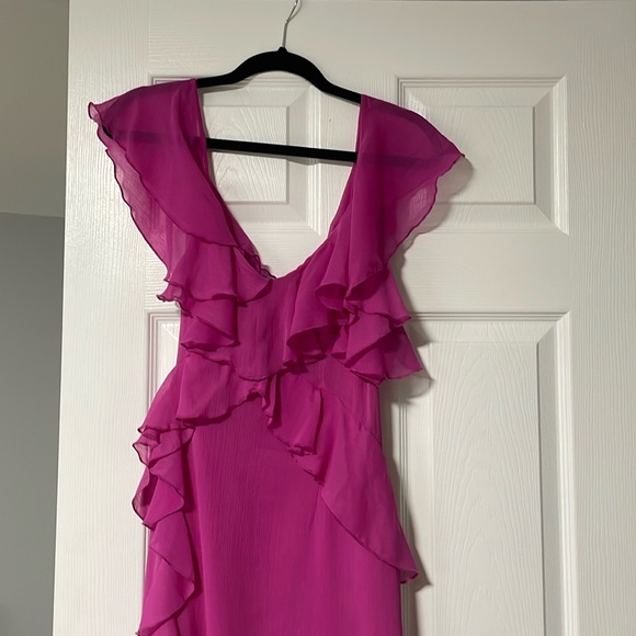 Zara magenta ruffled gown - Picture 2 of 5